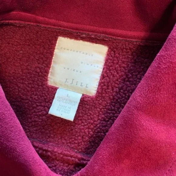 J.Jill Microfiber Sherpa Fleece Burgundy Jacket L - Picture 4 of 5